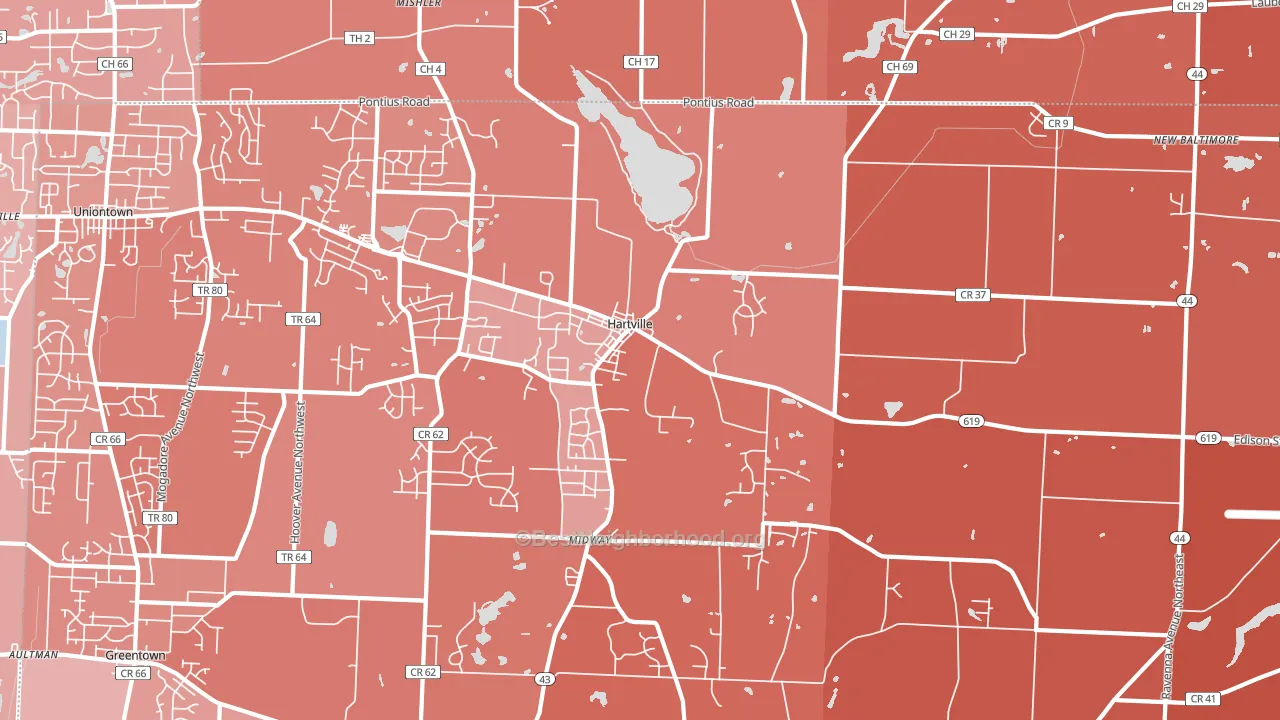 Hartville, OH block-group political-lean map