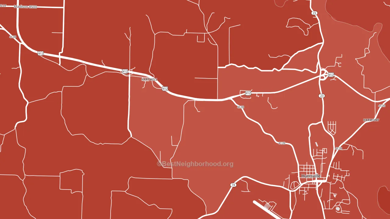 Hartwell, AR block-group political-lean map