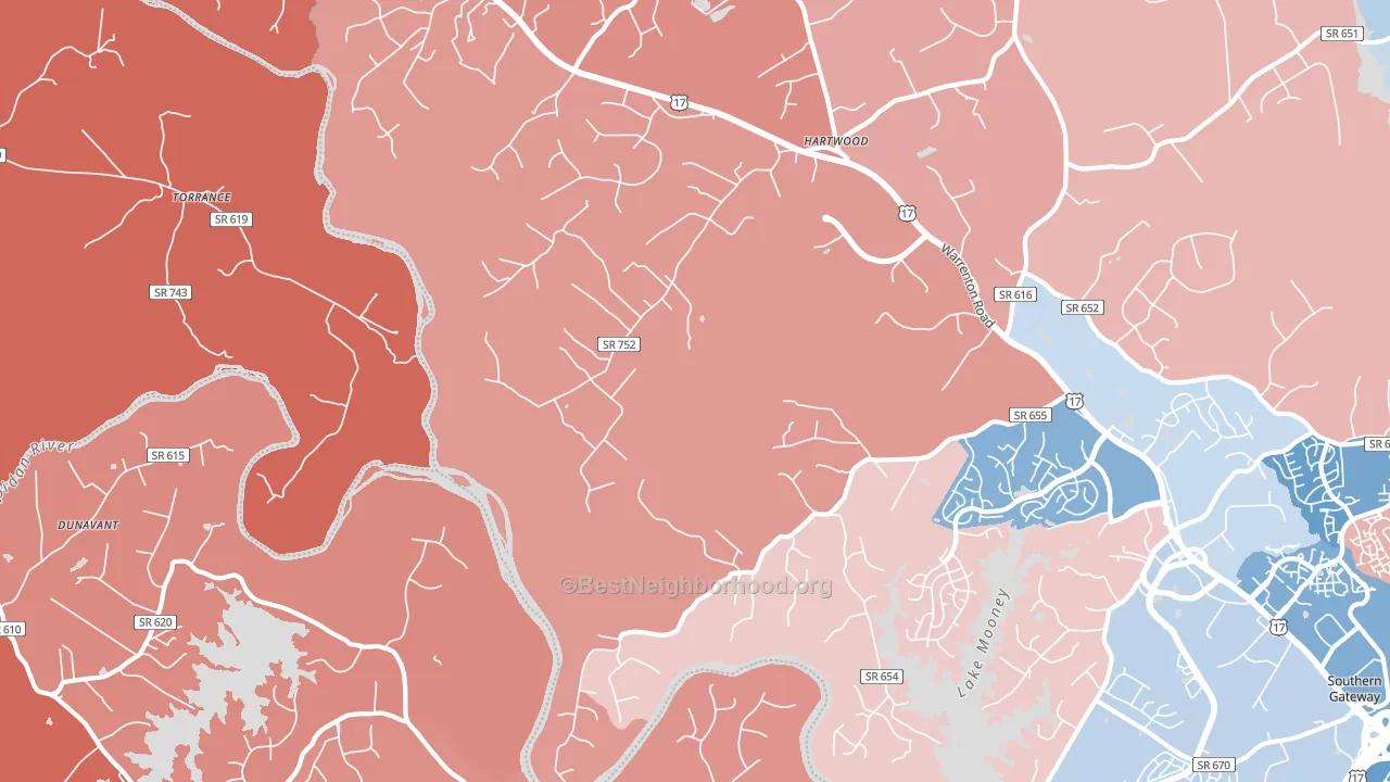 Hartwood, VA block-group political-lean map