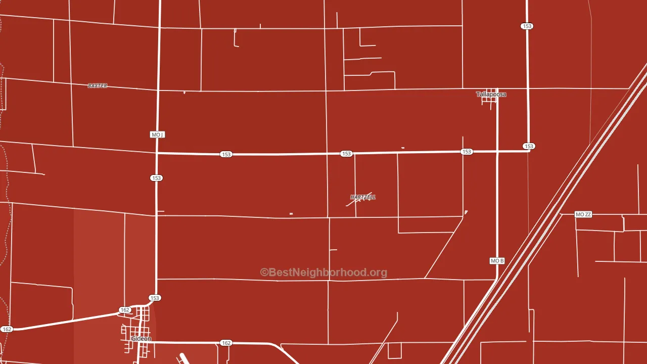 Hartzell, MO block-group political-lean map