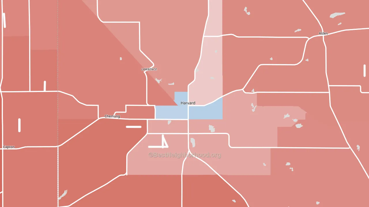 Harvard, IL block-group political-lean map
