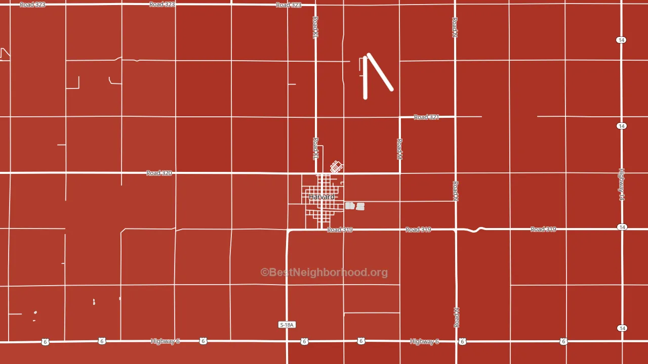 Harvard, NE block-group political-lean map