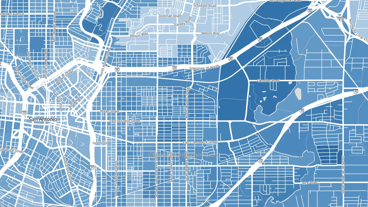 Harvard Place-Eastlawn, San Antonio, TX block-group political-lean map