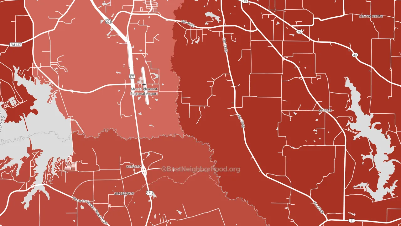 Harvard, TX block-group political-lean map