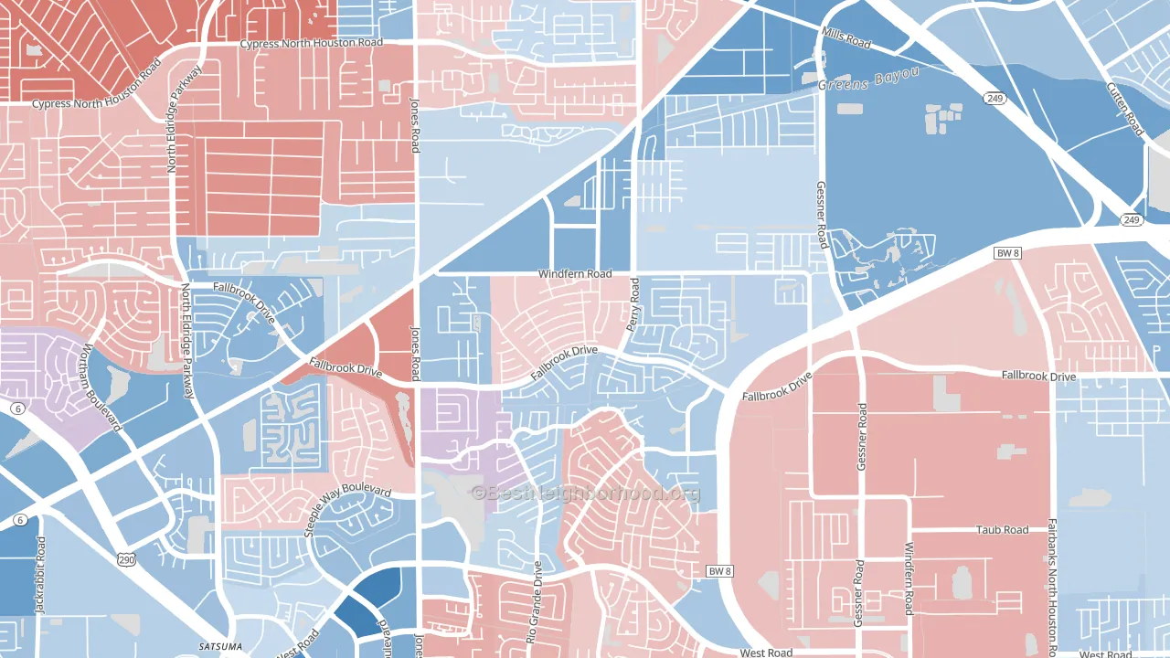 Harvest Bend, Houston, TX block-group political-lean map