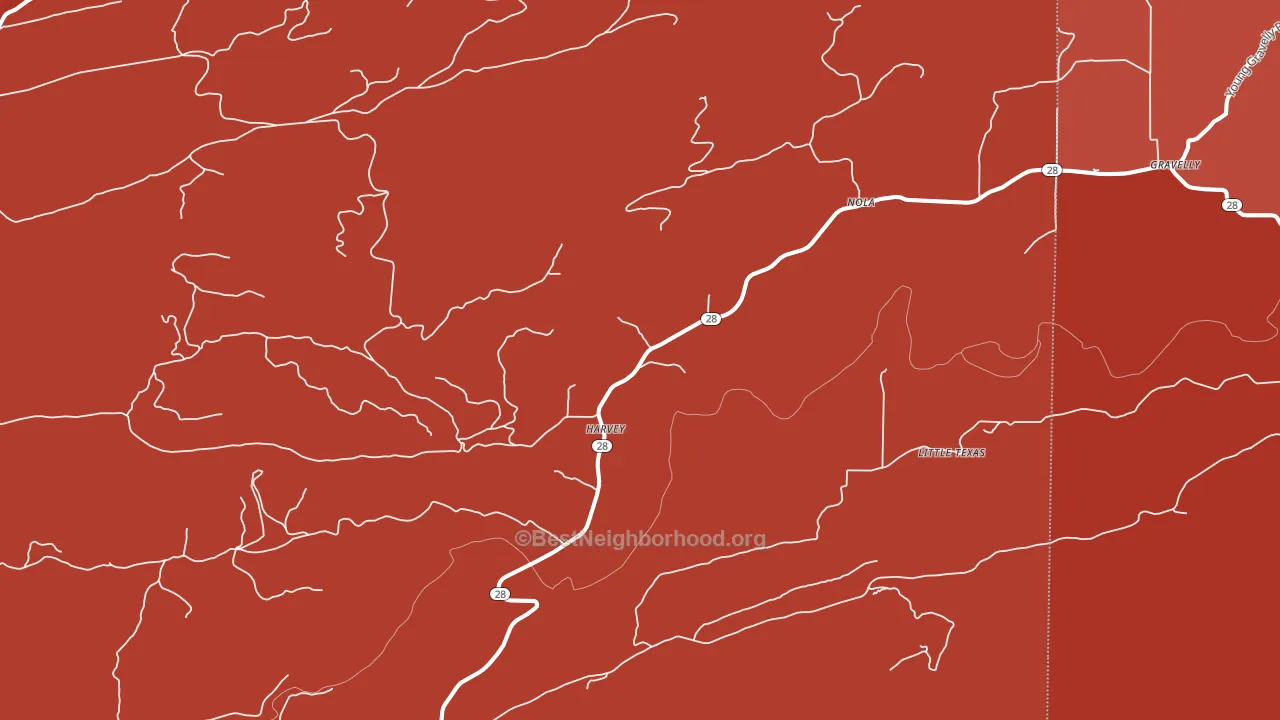 Harvey, AR block-group political-lean map