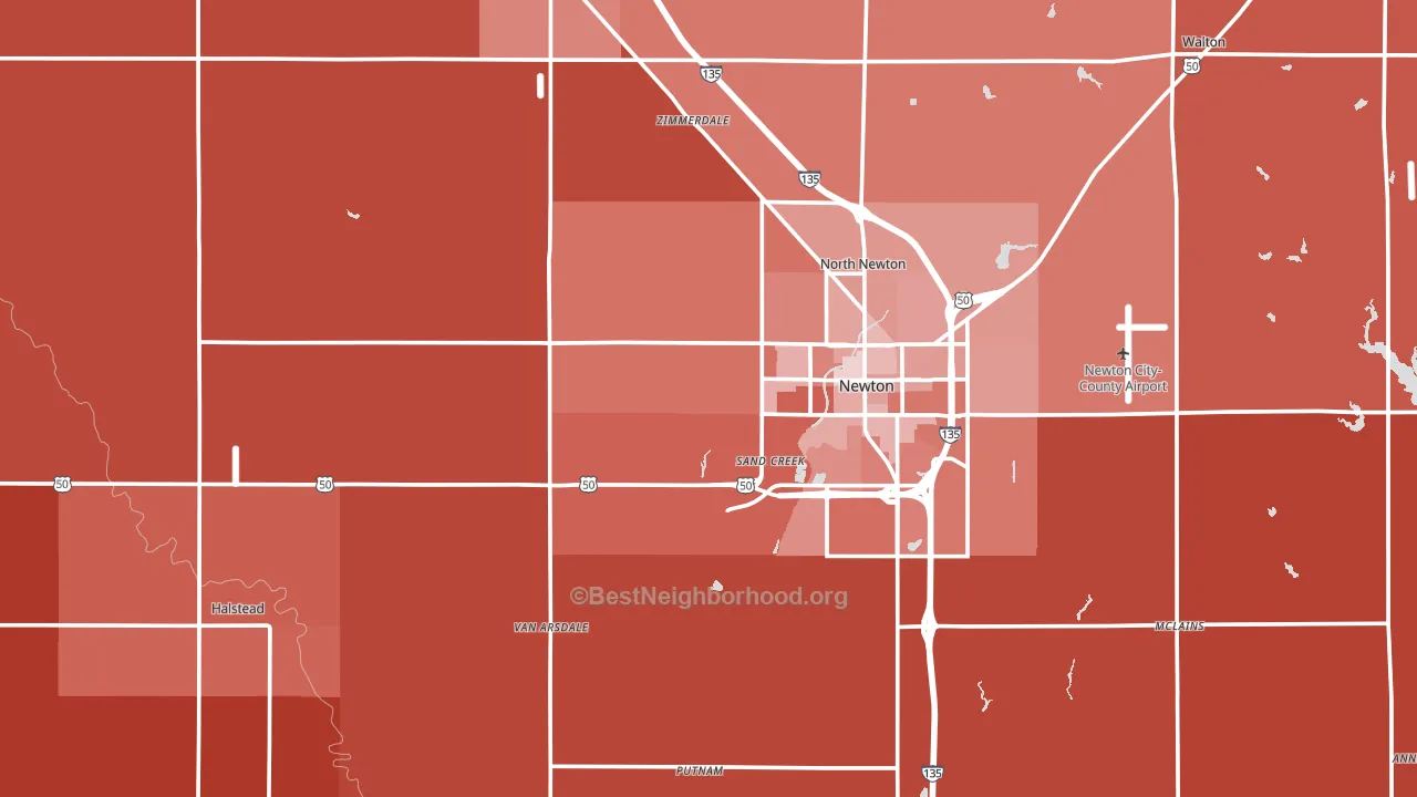 Harvey County, KS block-group political-lean map
