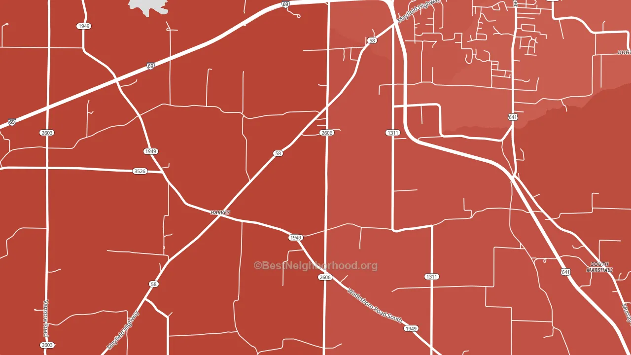Harvey, KY block-group political-lean map