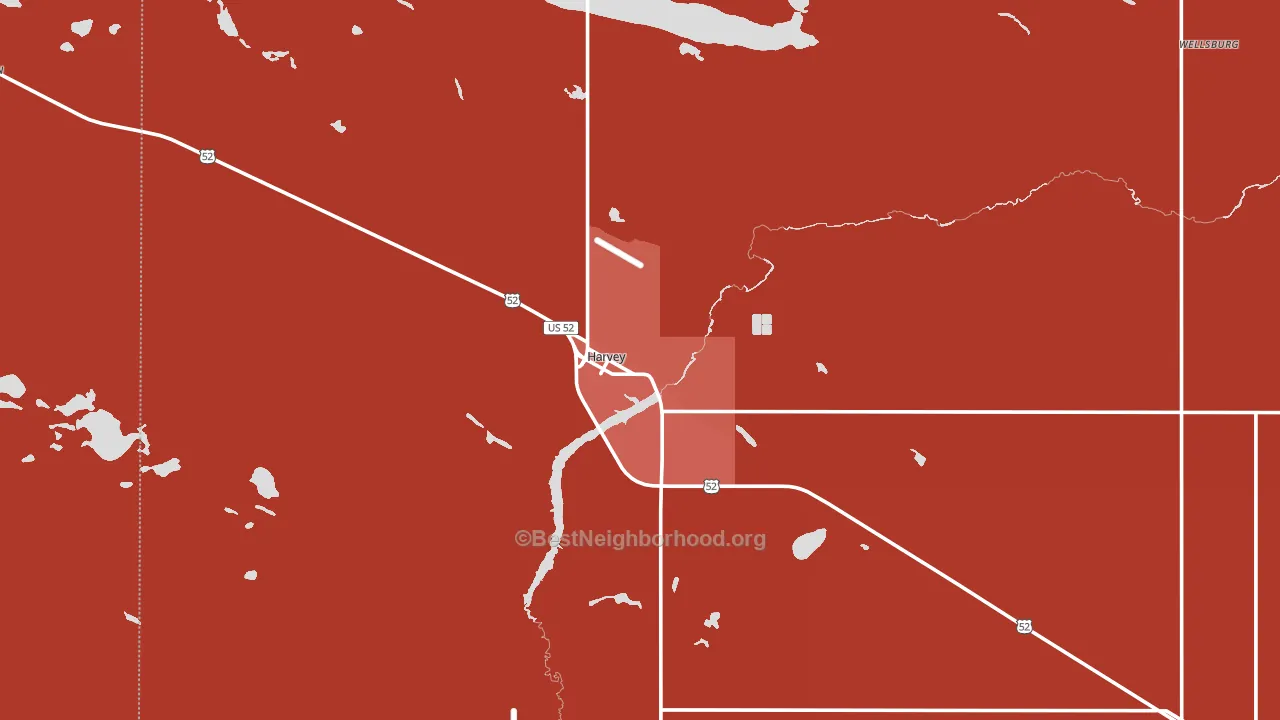 Harvey, ND block-group political-lean map