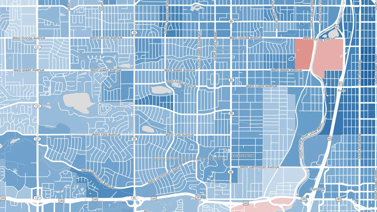 Harvey Park, Denver, CO block-group political-lean map