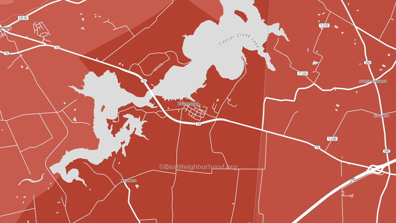 Harveysburg, OH block-group political-lean map