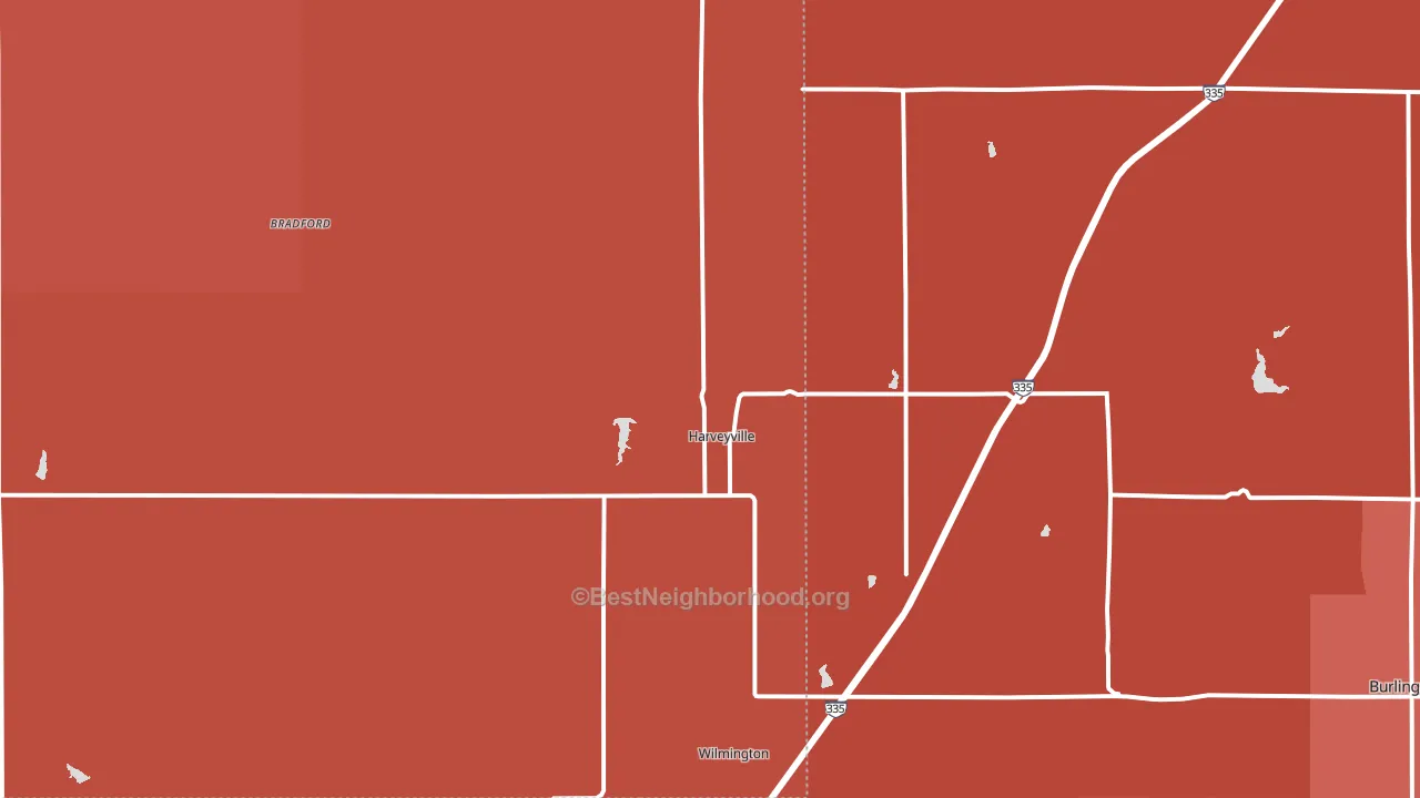 Harveyville, KS block-group political-lean map