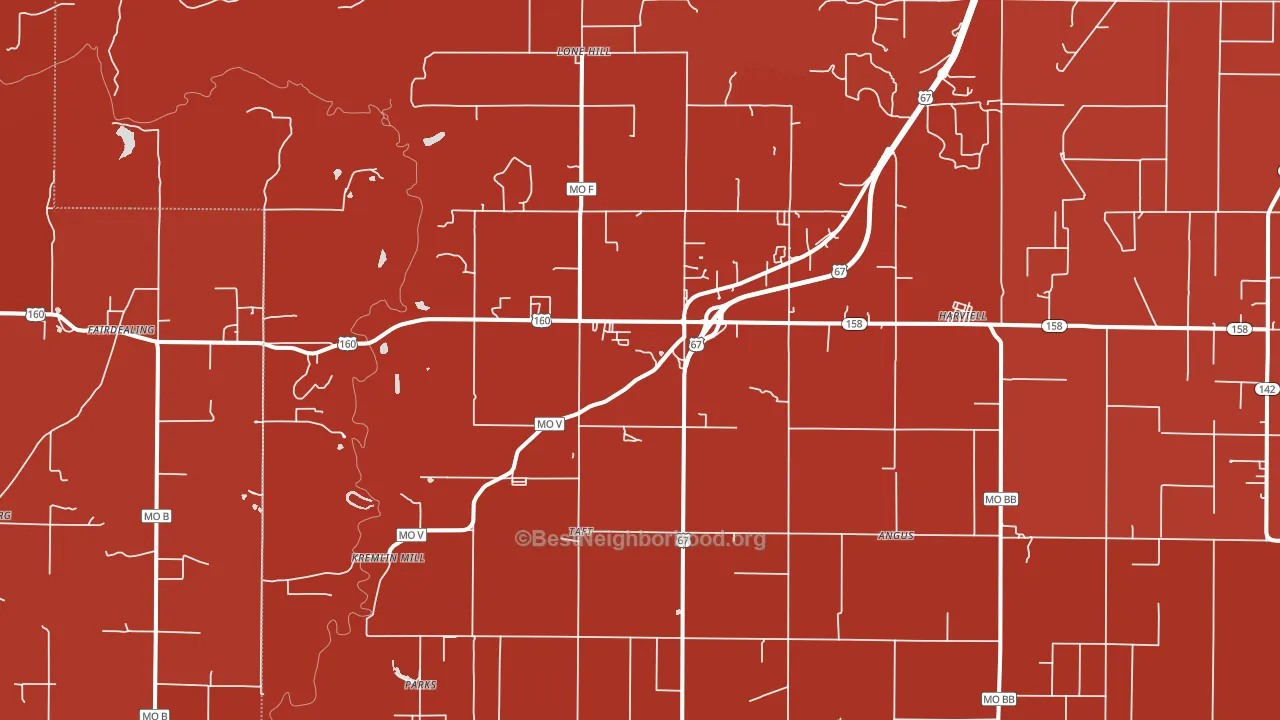 Harviell, MO block-group political-lean map