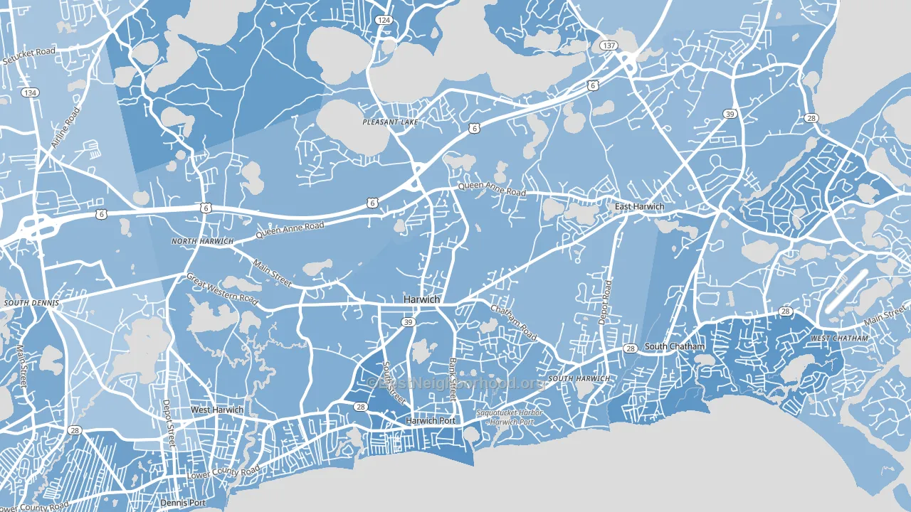 Harwich, MA block-group political-lean map