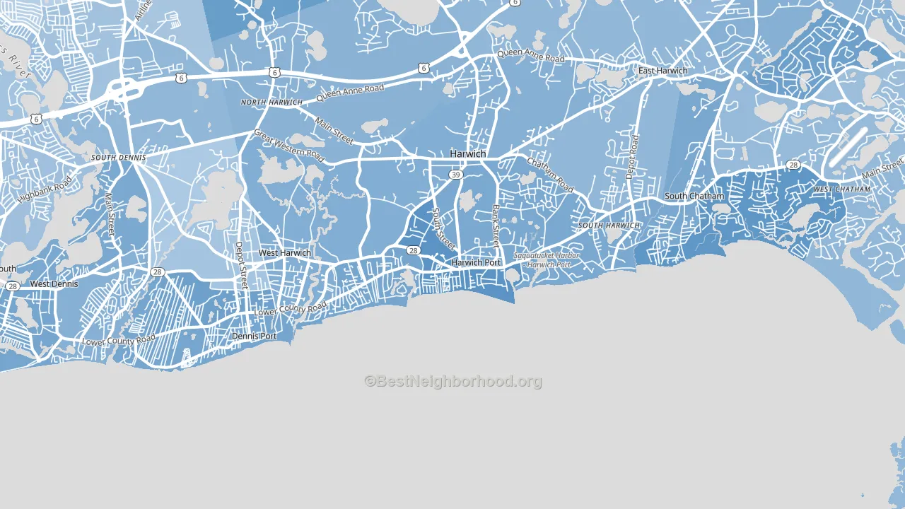Harwich Port, MA block-group political-lean map