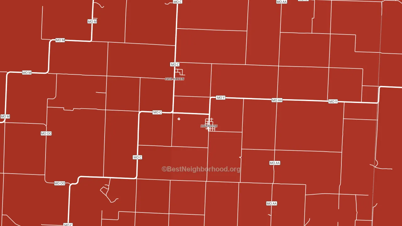 Harwood, MO block-group political-lean map