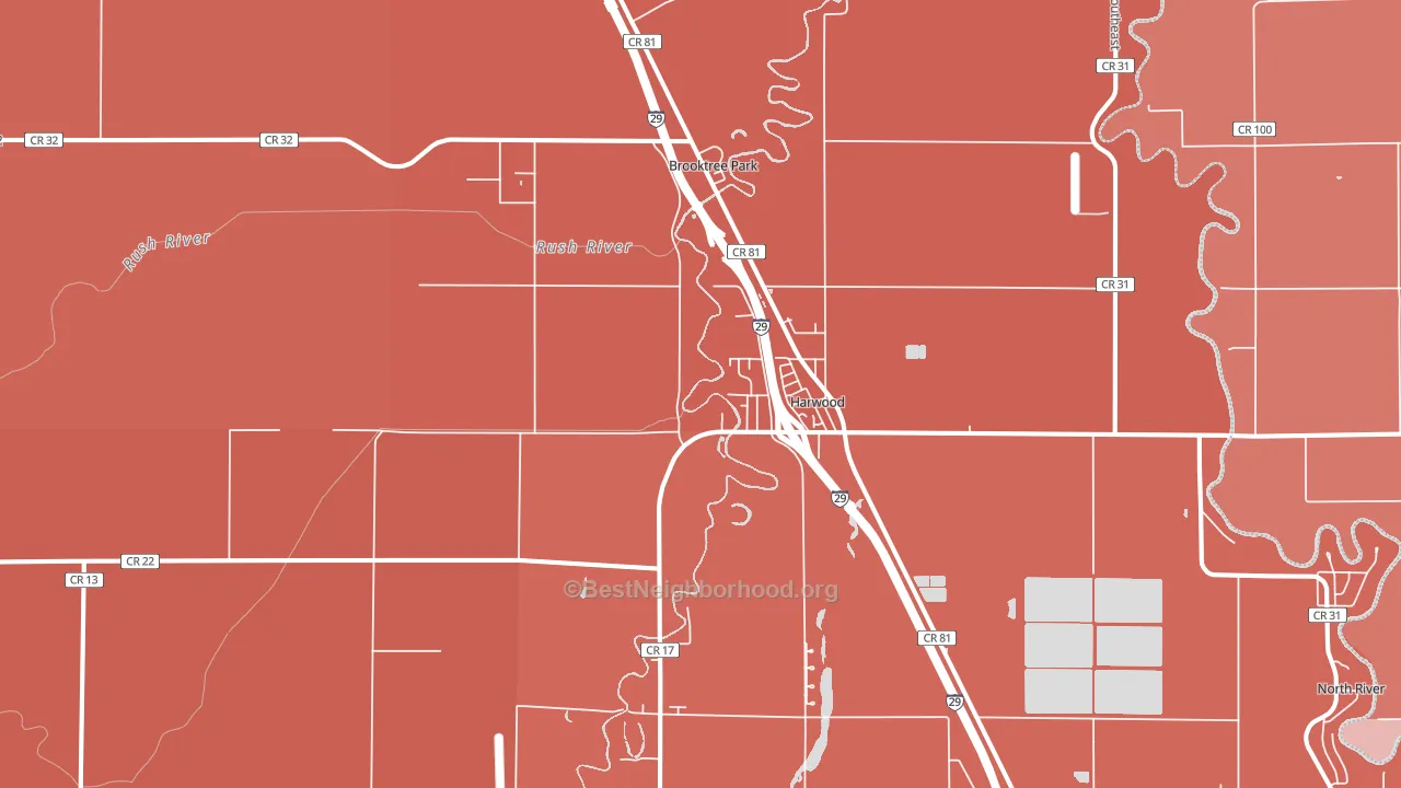 Harwood, ND block-group political-lean map