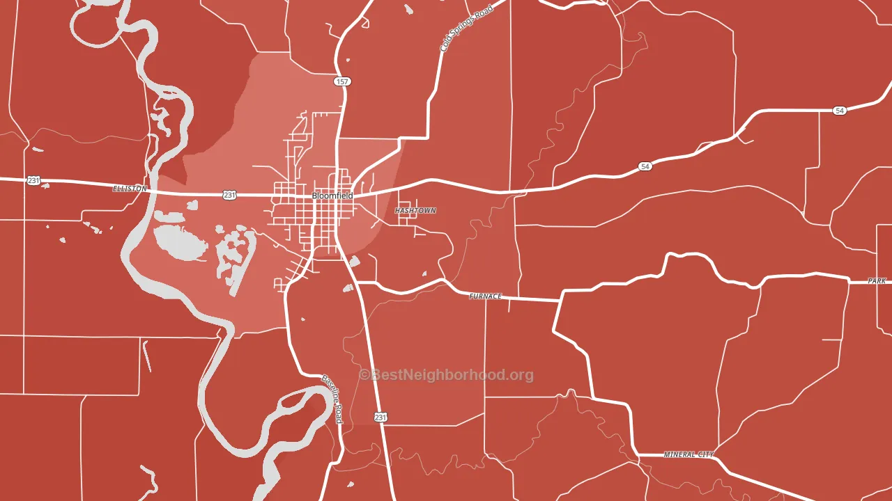 Hashtown, IN block-group political-lean map