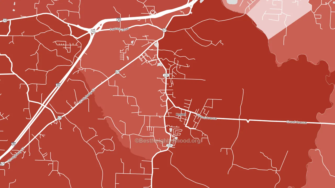 Haskell, AR block-group political-lean map