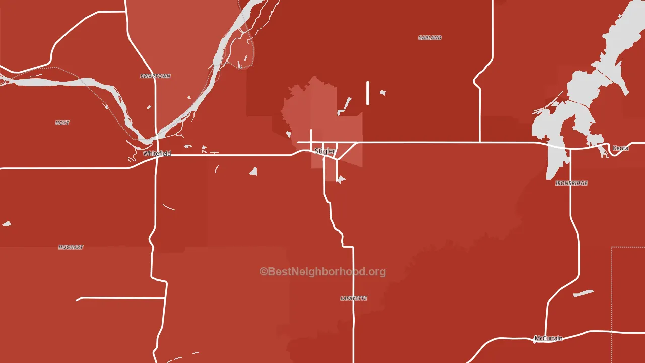 Haskell County, OK block-group political-lean map