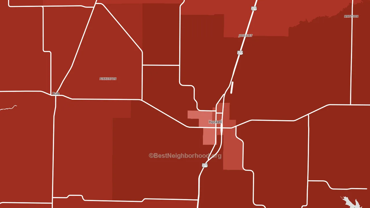 Haskell County, TX block-group political-lean map