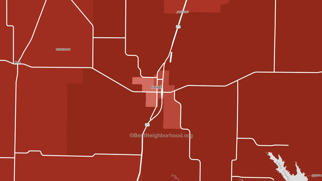 Haskell, TX block-group political-lean map