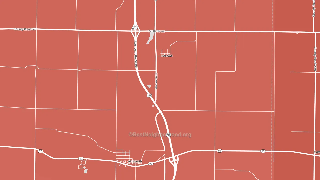 Haskins, IA block-group political-lean map