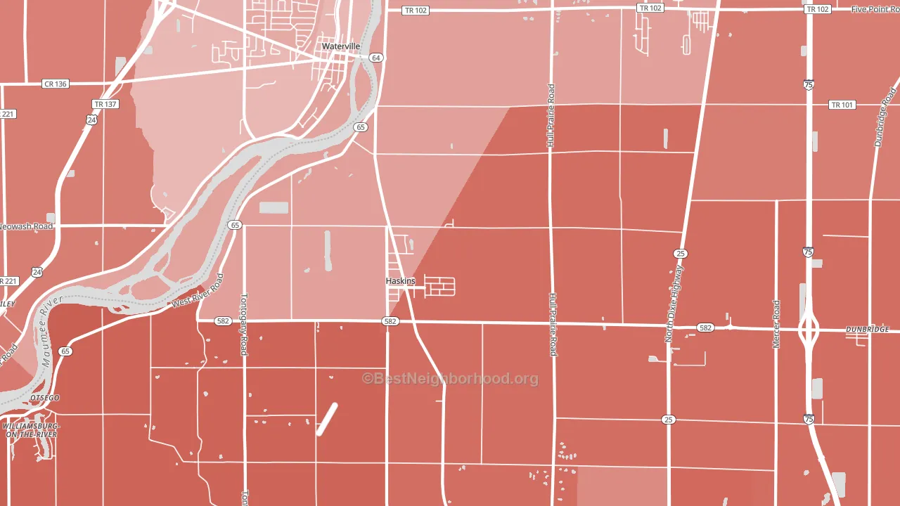 Haskins, OH block-group political-lean map