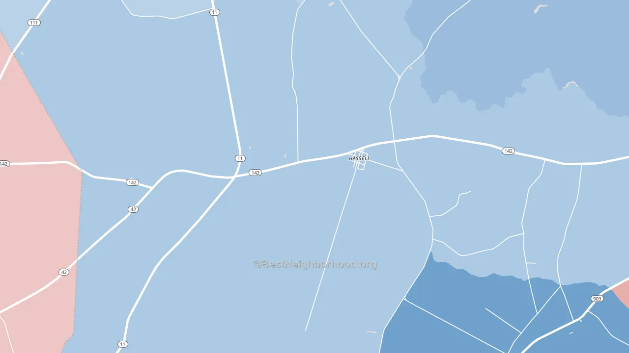 Hassell, NC block-group political-lean map