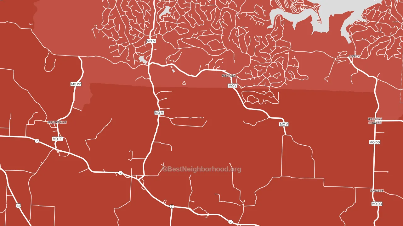 Hastain, MO block-group political-lean map