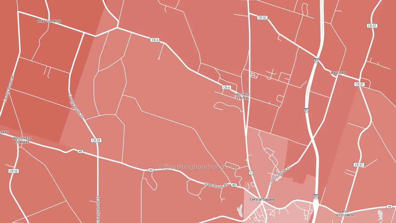 Hastings Center, NY block-group political-lean map