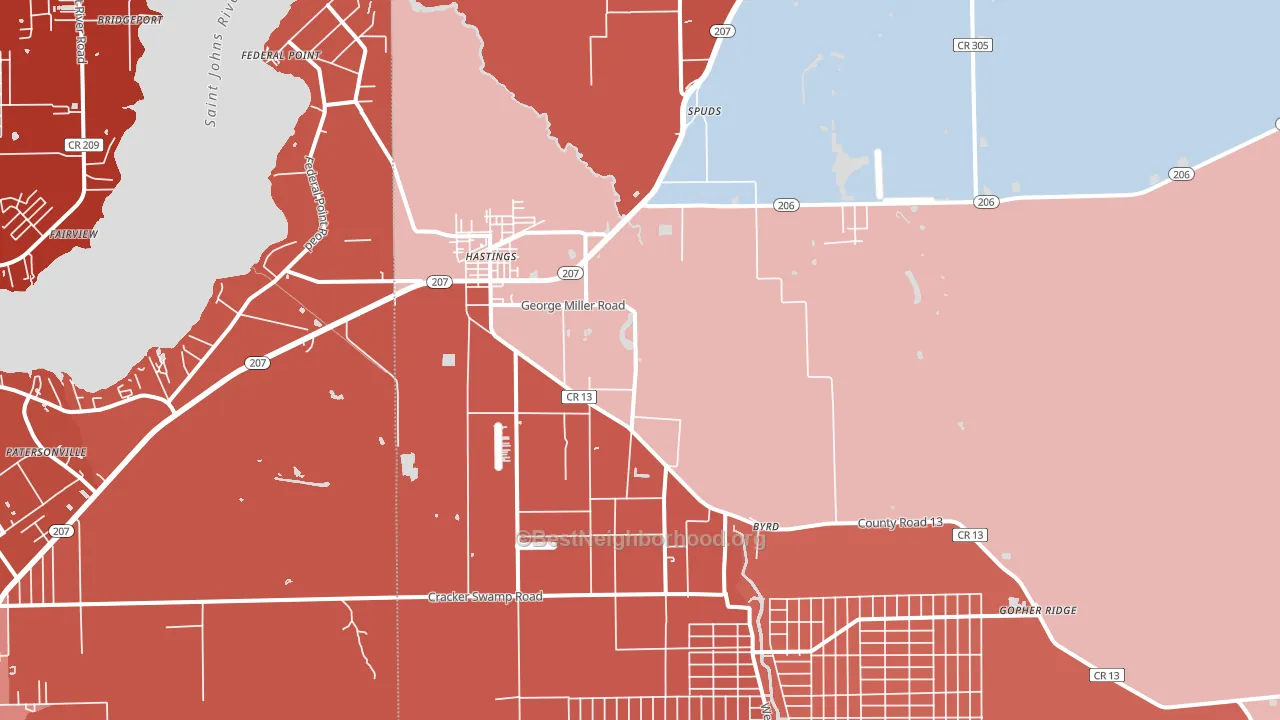 Hastings, FL block-group political-lean map