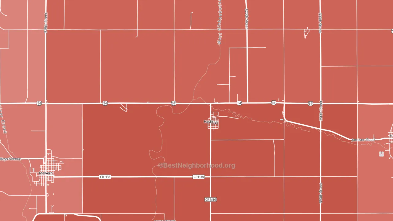Hastings, IA block-group political-lean map