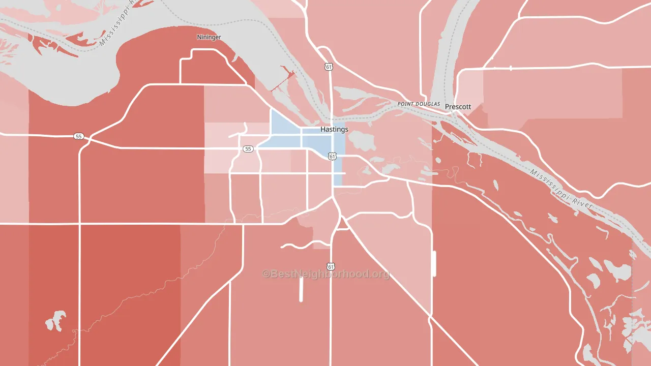 Hastings, MN block-group political-lean map