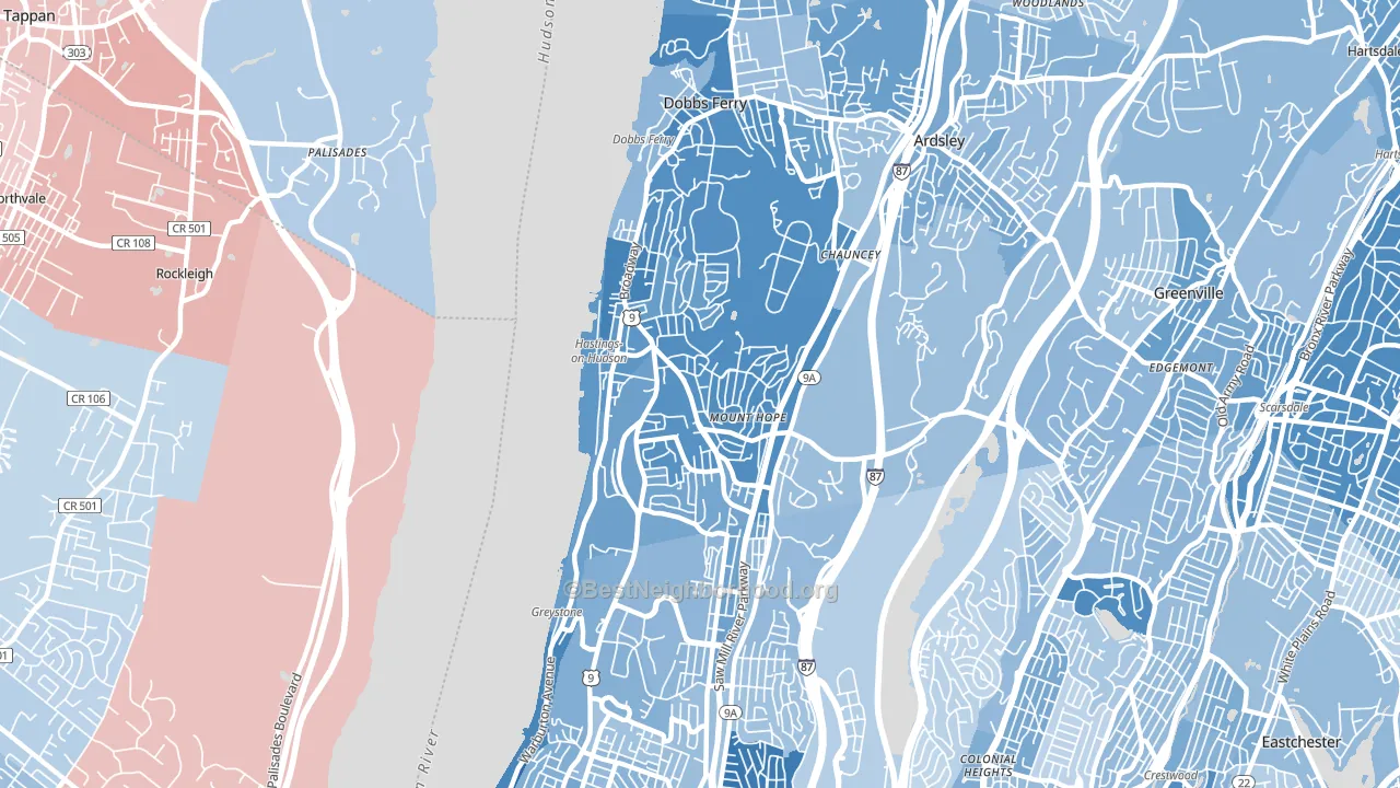 Hastings-on-Hudson, NY block-group political-lean map