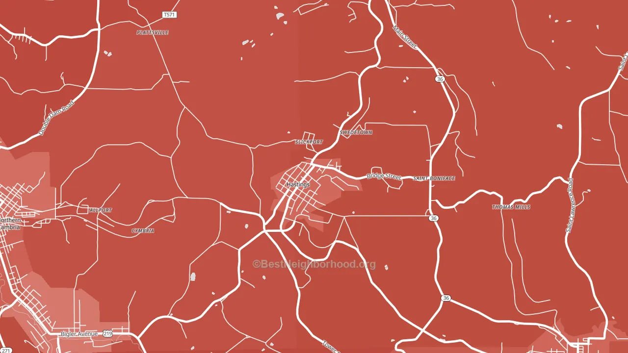 Hastings, PA block-group political-lean map