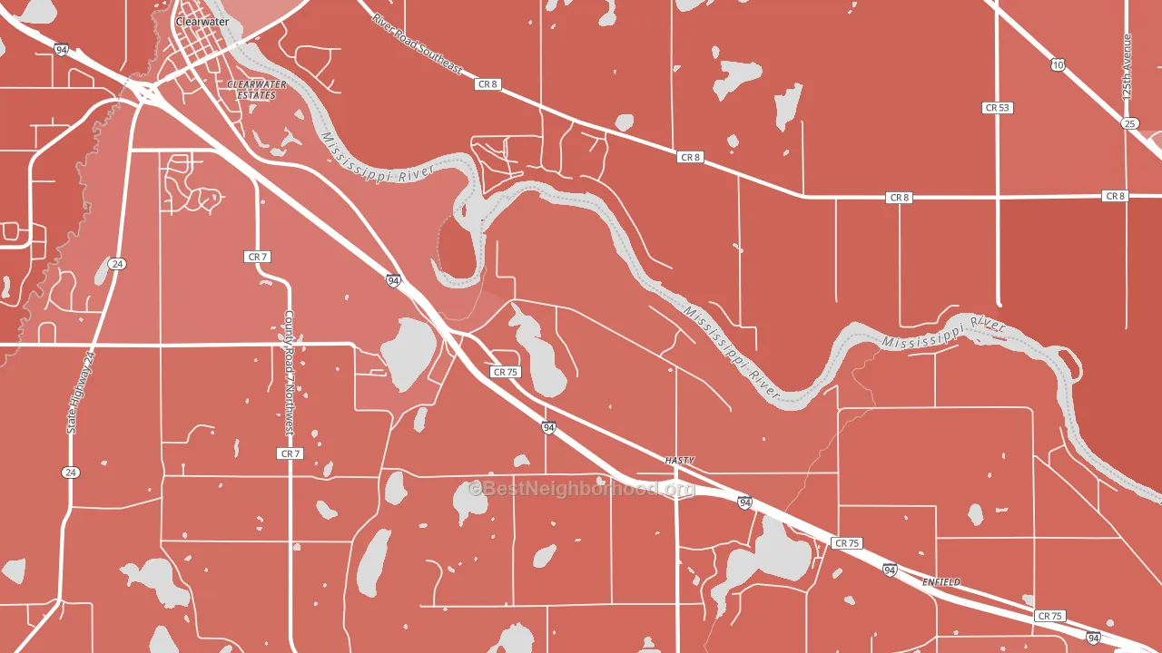 Hasty, MN block-group political-lean map