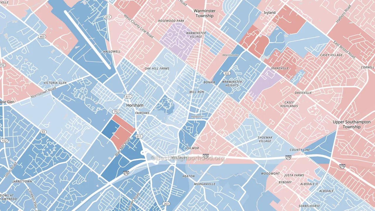 Hatboro, PA block-group political-lean map