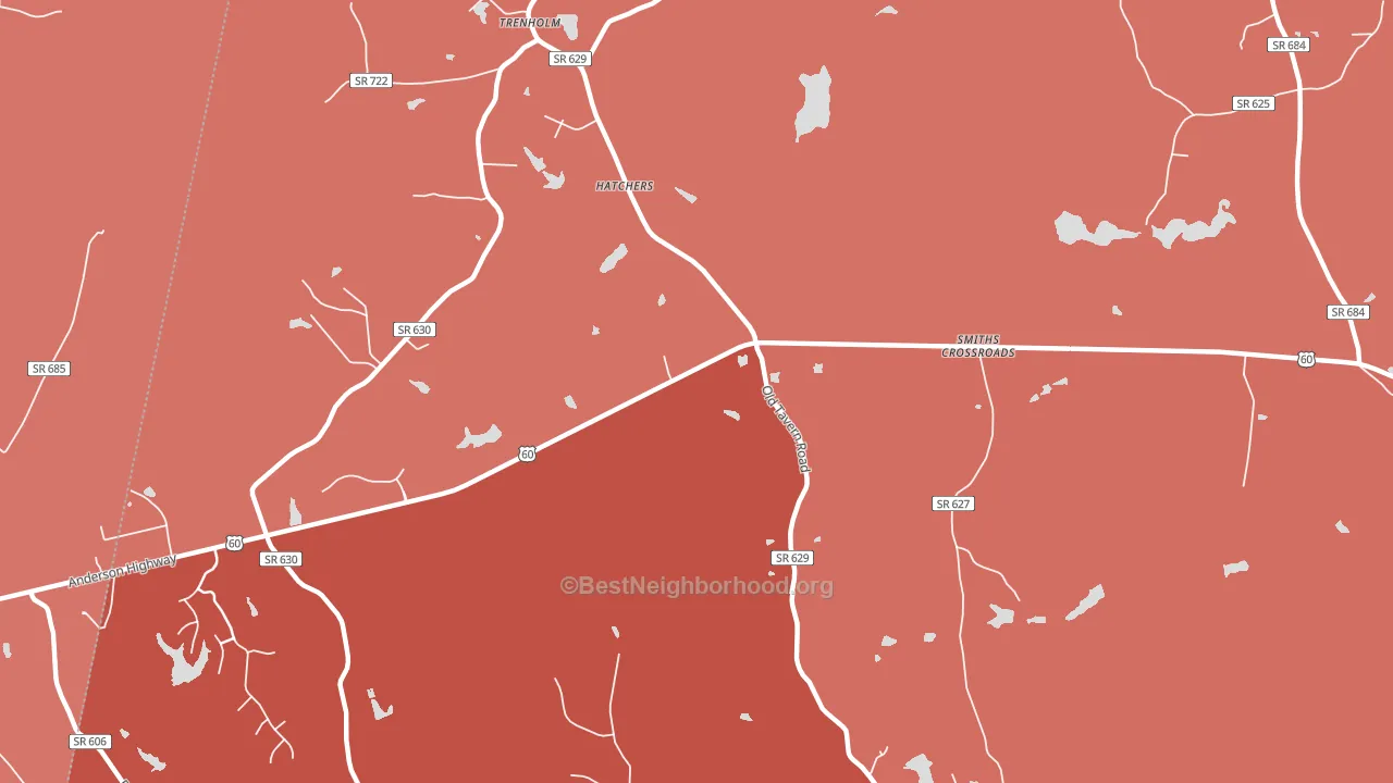 Hatchers, VA block-group political-lean map