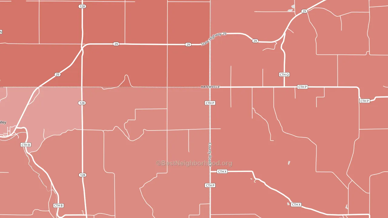 Hatchville, WI block-group political-lean map
