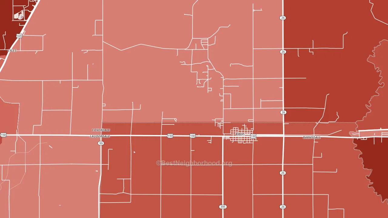 Hathaway, LA block-group political-lean map