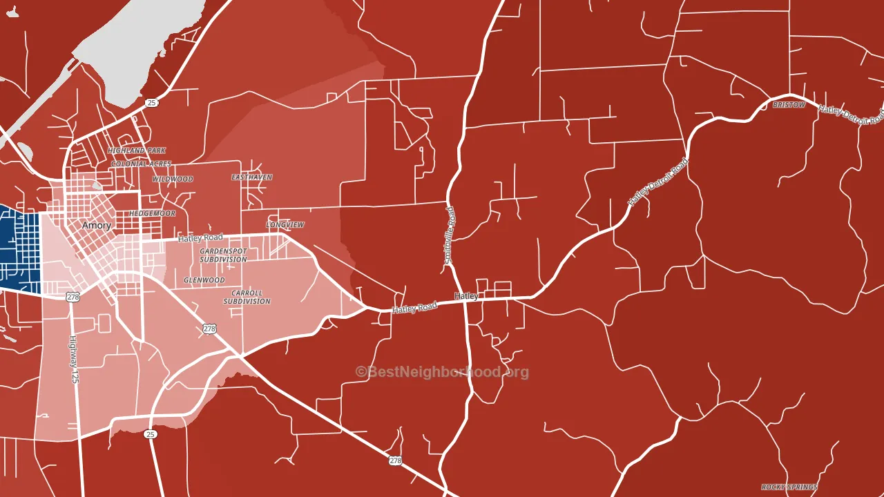 Hatley, MS block-group political-lean map