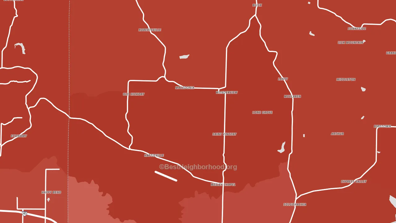 Hattieville, AR block-group political-lean map