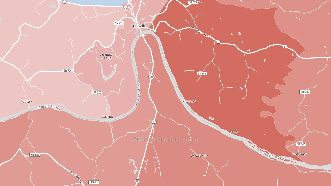 Hatton, VA block-group political-lean map