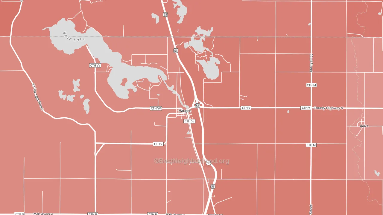 Haugen, WI block-group political-lean map