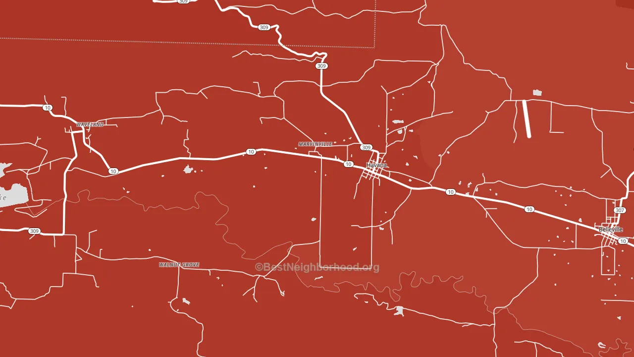 Havana, AR block-group political-lean map