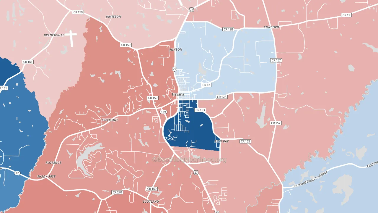 Havana, FL block-group political-lean map