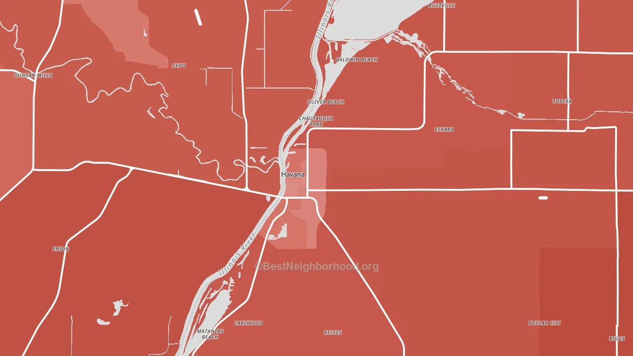 Havana, IL block-group political-lean map