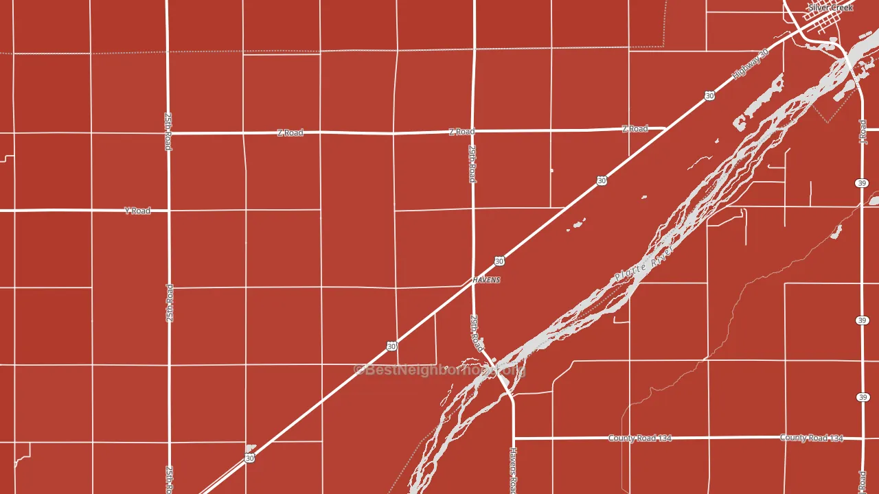 Havens, NE block-group political-lean map