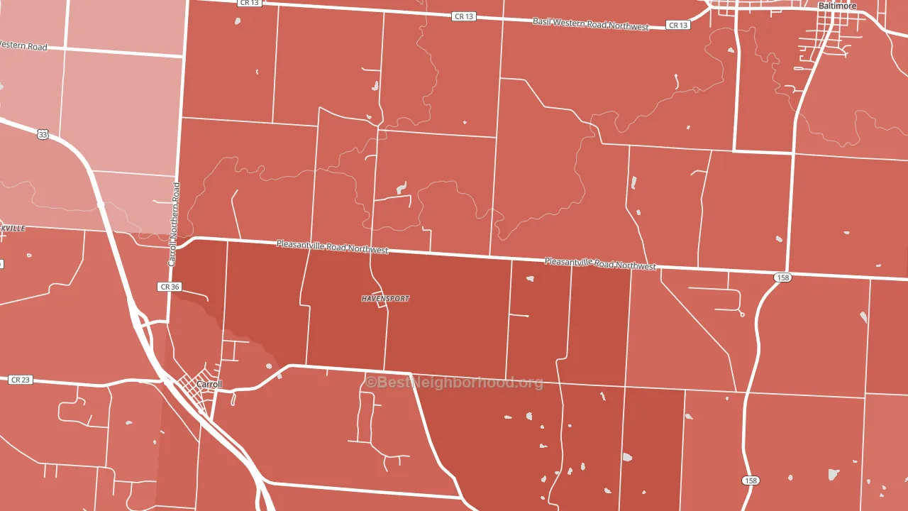 Havensport, OH block-group political-lean map